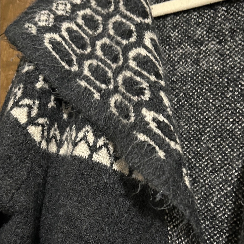 Max Studio  Cozy Black Charcoal Patterned Open-Front Women's Cardigan Sweater XL - Picture 7 of 10